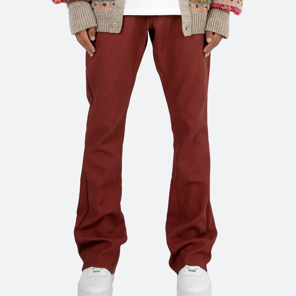 mnml B460 Leather Flare Pants - Burgundy Size 31